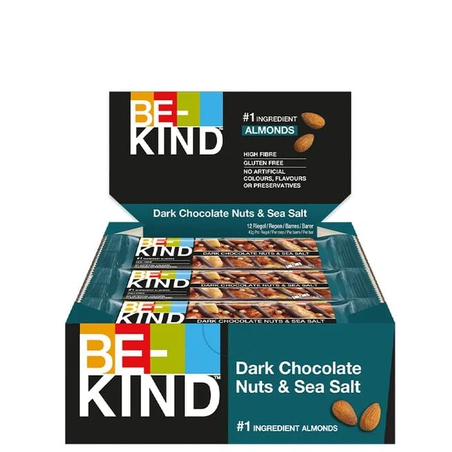 12 батончиков BeKind Core 40 г Темный шоколад с орехами и морской солью Темный шоколад с орехами и морской солью