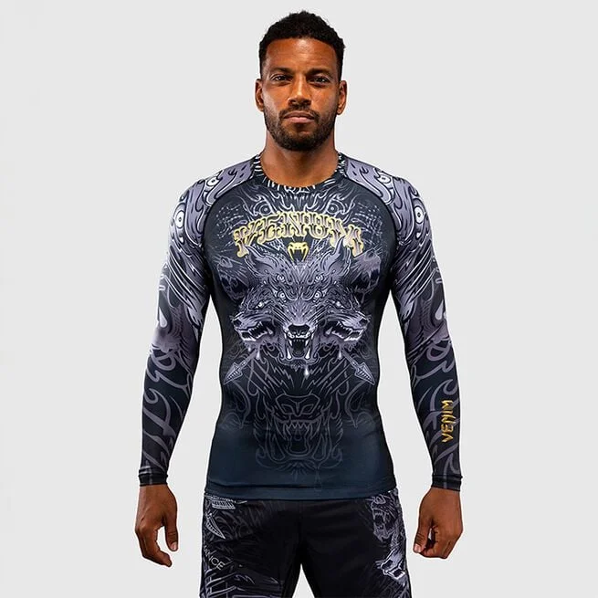 Рашгард Venum Wolf Atak с длинным рукавом Черный Серый