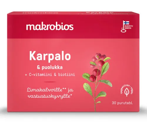 Makrobios жевательные витаминные таблетки «Клюква–Брусника» 30 таблеток, 16 г