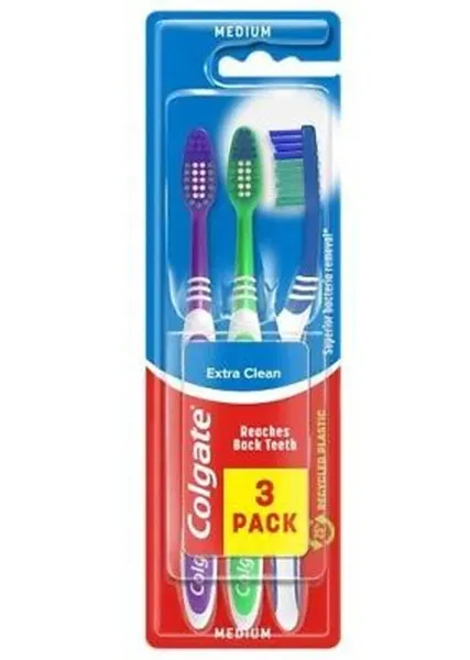 Зубная щётка Colgate Extra Clean средней жёсткости, упаковка из 3 штук